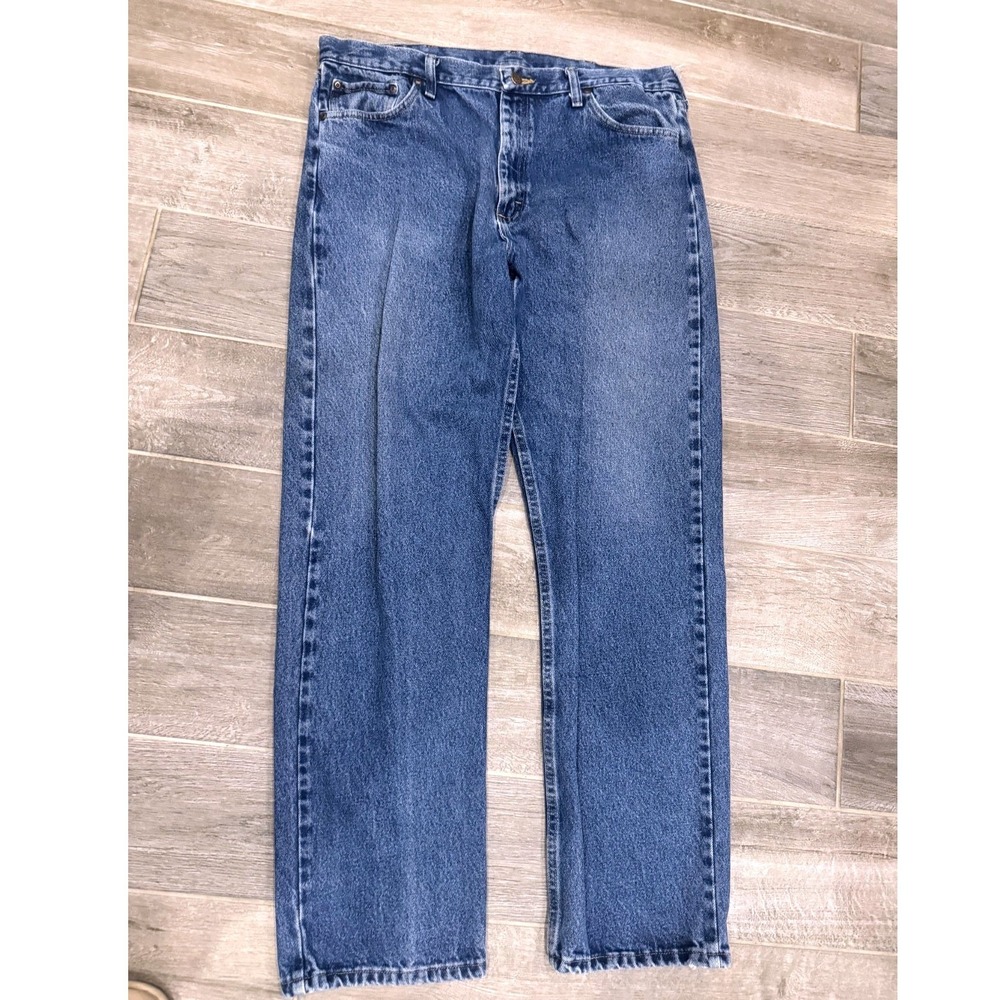 Wrangler 38x34 Mens Blue Jeans Relaxed Fit Straight Leg Workwear Denim Classic